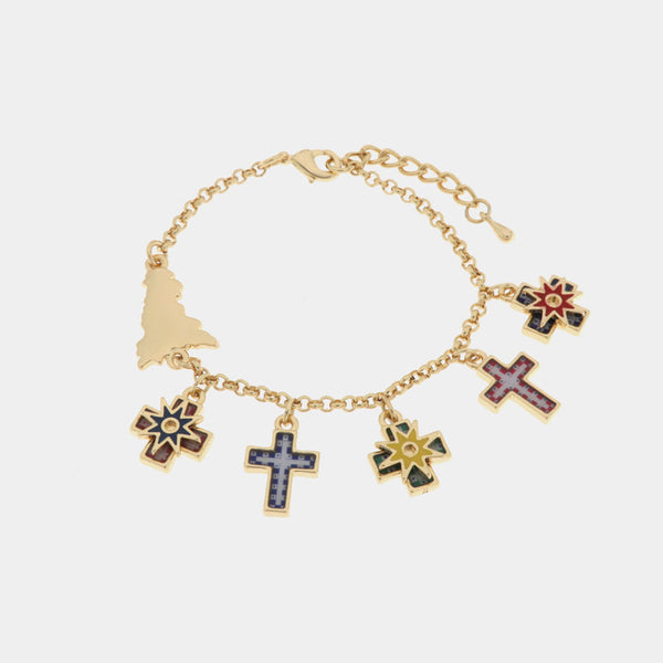 Bracciale in Metallo con croci pendenti - BYSIMON gioielli