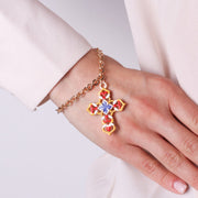 Bracciale in Metallo con maioliche colorate a forma di croce