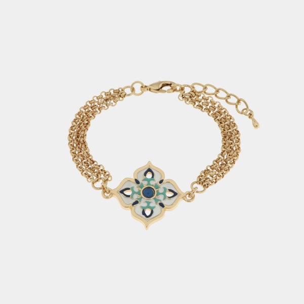 Bracciale in Metallo con maioliche colorate a forma di croce multifilo - BYSIMON gioielli