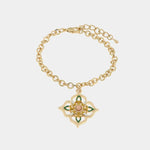 Bracciale in Metallo con croce di Malta  pendente impreziosita da maioliche