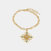 Bracciale in Metallo con croce di Malta  pendente impreziosita da maioliche