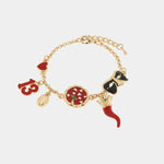 Bracciale in Metallo con pizza, cornetto, maschera, 13 e chicco di caffe - BYSIMON gioielli