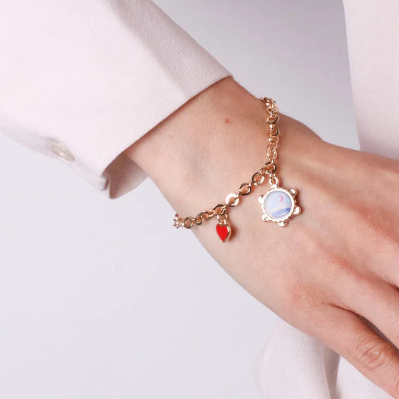 Bracciale in Metallo con Vesuvio disegnato in un tamburello - BYSIMON gioielli