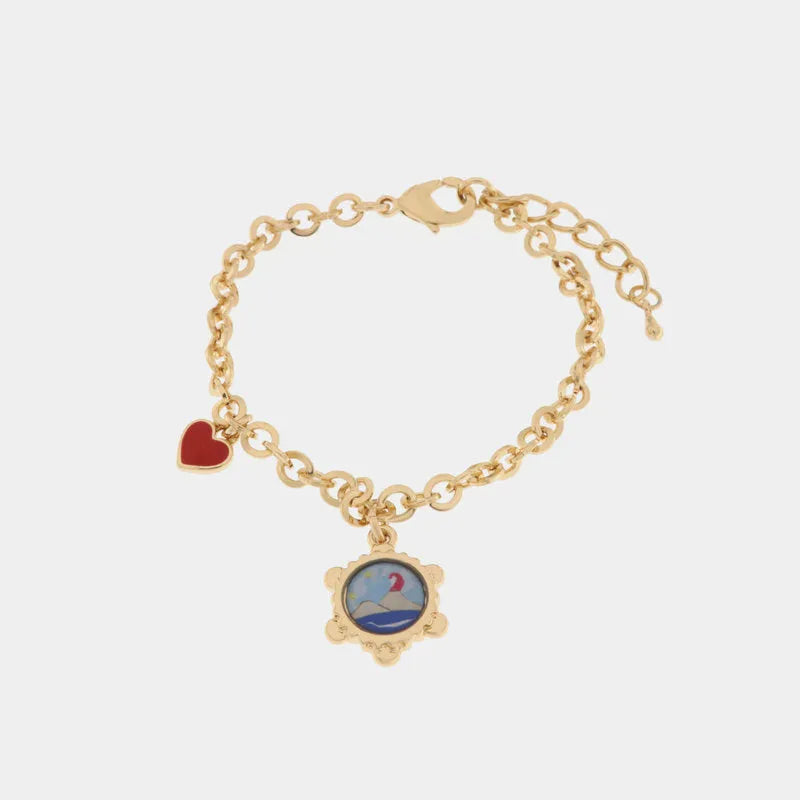 Bracciale in Metallo con Vesuvio disegnato in un tamburello - BYSIMON gioielli