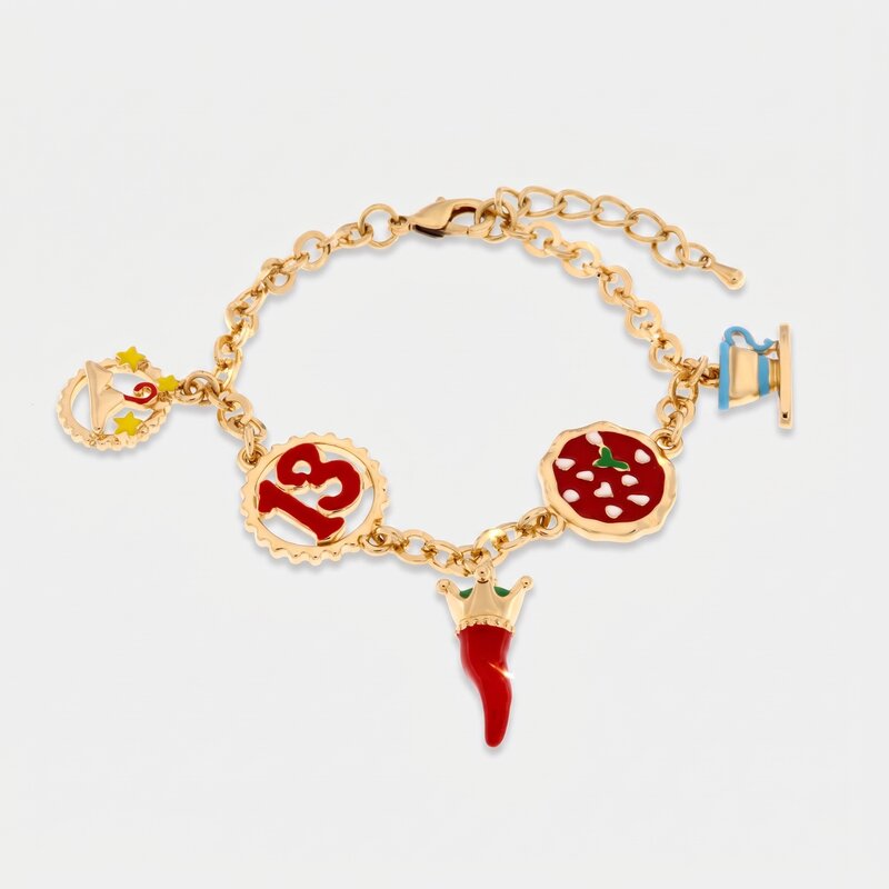 Bracciale in metallo con cornetto portafortuna napoletano | cornetto napoletano portafortuna | BYSIMON