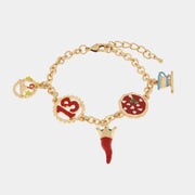 Bracciale in Metallo con cornetto, tazzina pizza, 13 e caffe