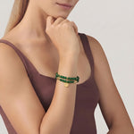 Bracciale in Metallo multifilo con pietre verdi