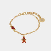 Bracciale in Metallo pan di zenzero e cuore rosso