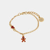 Bracciale in Metallo pan di zenzero e cuore rosso