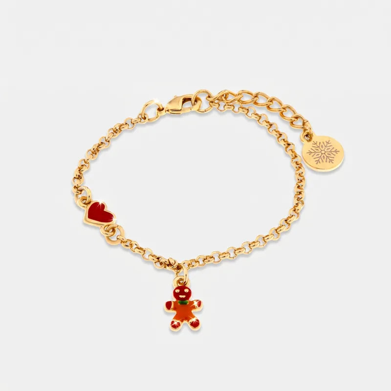 Bracciale in Metallo pan di zenzero e cuore rosso