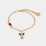 Bracciale in Metallo renna e cuore rosso