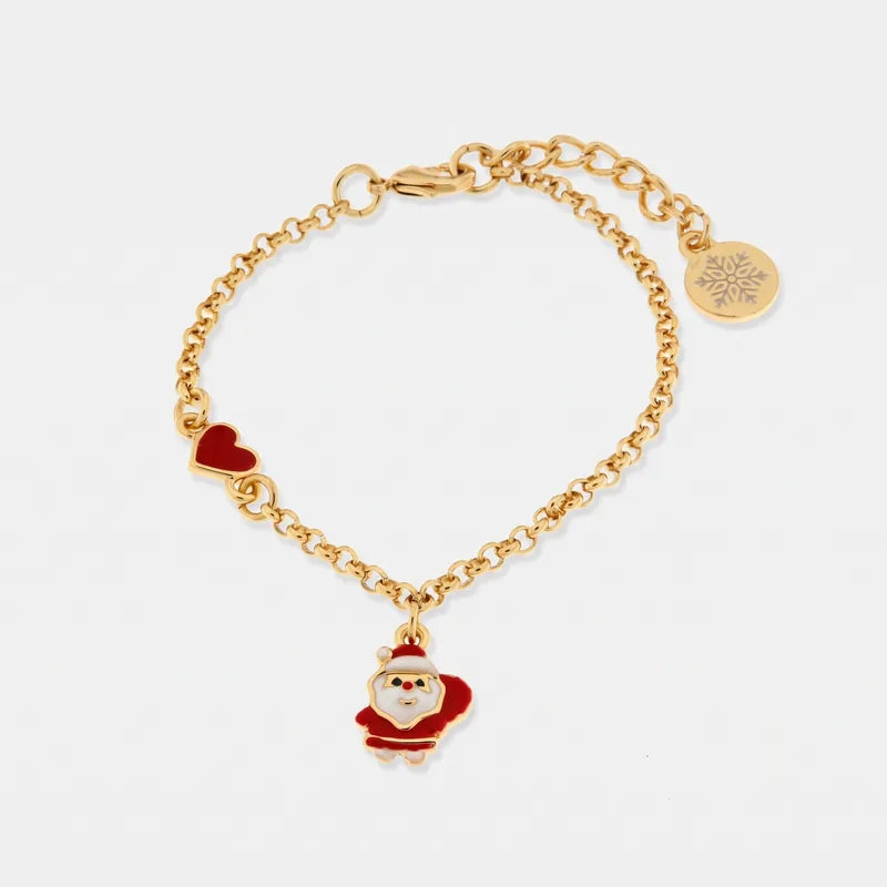Bracciale in Metallo babbo natale e cuore rosso