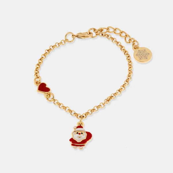 Bracciale in Metallo babbo natale e cuore rosso