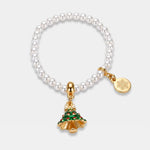 Bracciale in Metallo perle con albero di Natale
