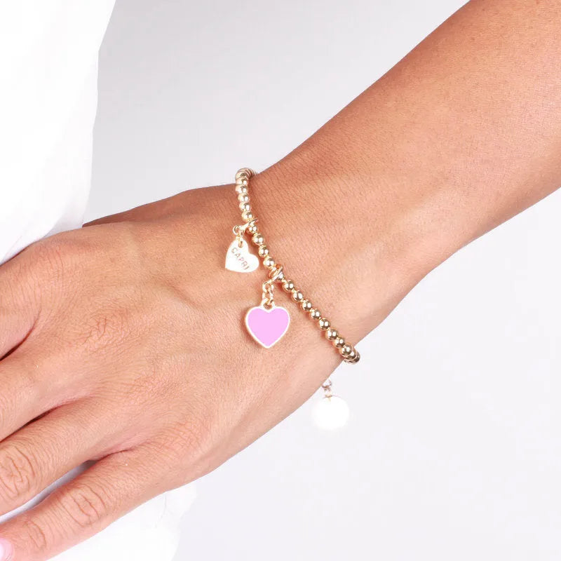 Bracciale in Metallo con cuore bianco - BYSIMON gioielli