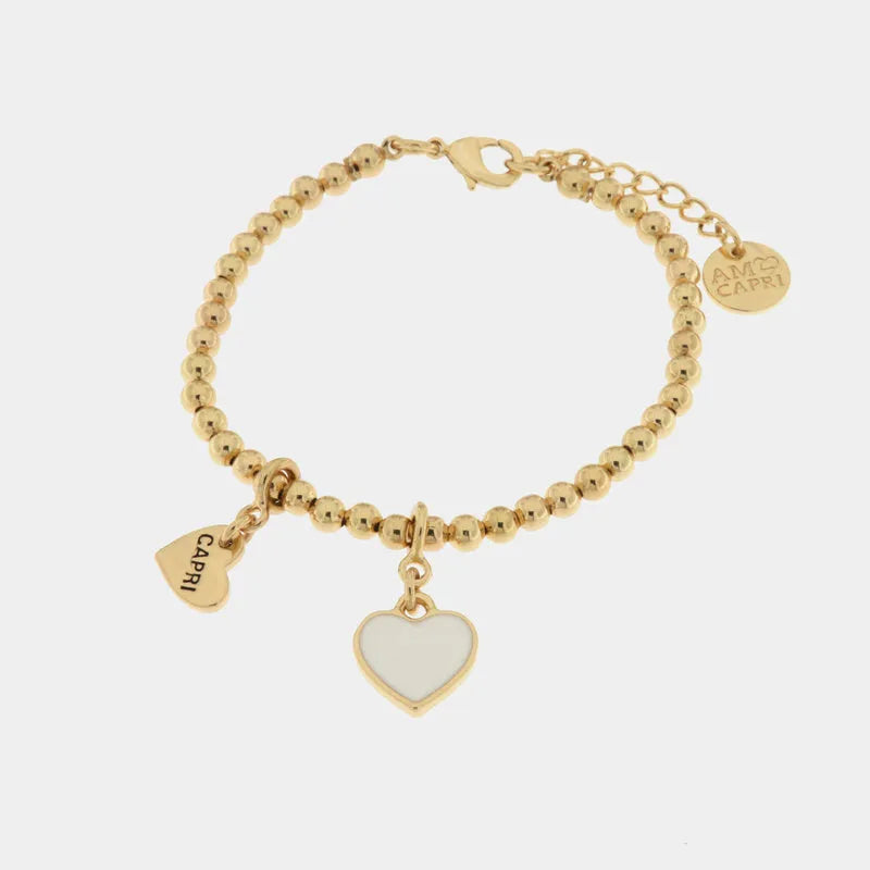 Bracciale in Metallo con cuore bianco - BYSIMON gioielli