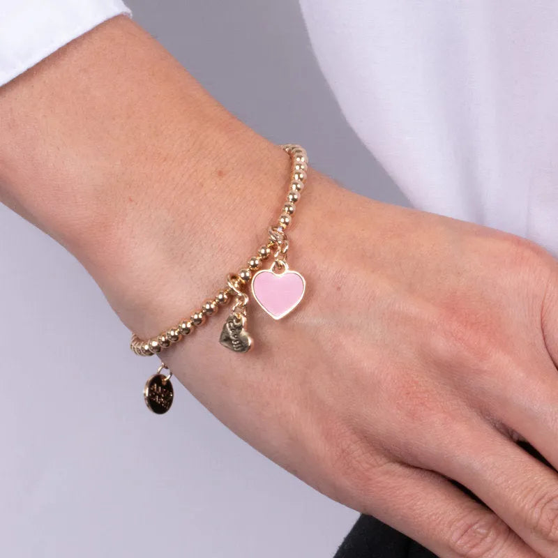 Bracciale in Metallo con cuore rosa - BYSIMON gioielli