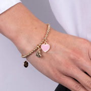 Bracciale in Metallo con cuore rosa