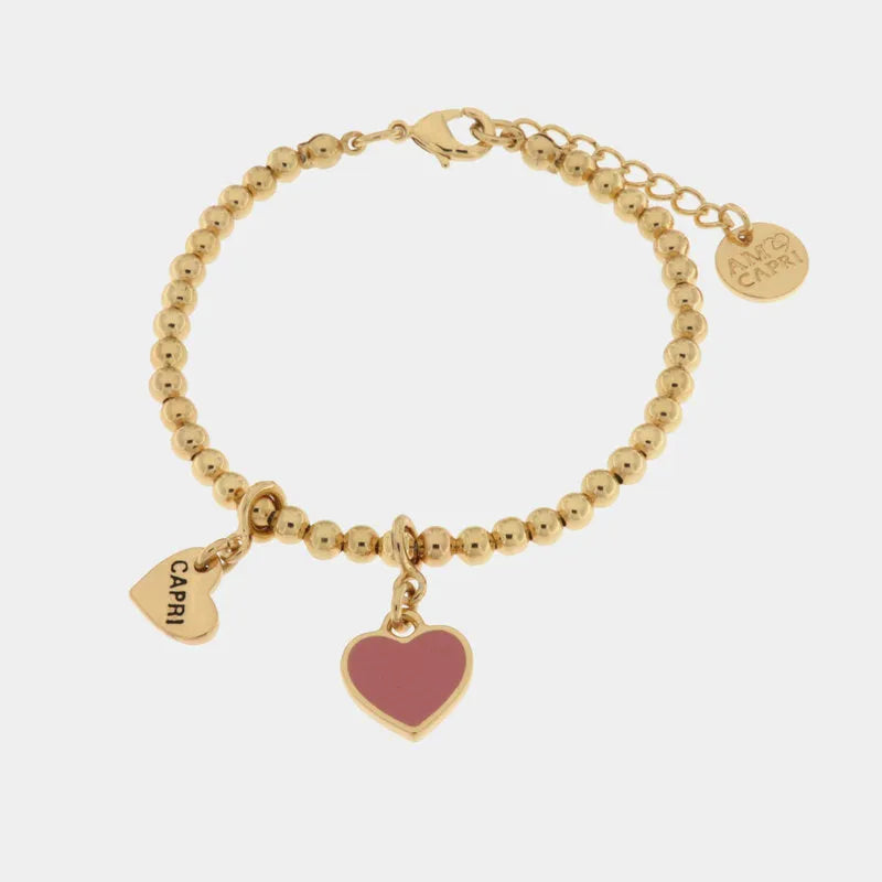 Bracciale in Metallo con cuore rosa - BYSIMON gioielli