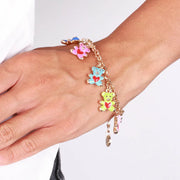 Bracciale in Metallo con orsetti colorati e cuori rossi