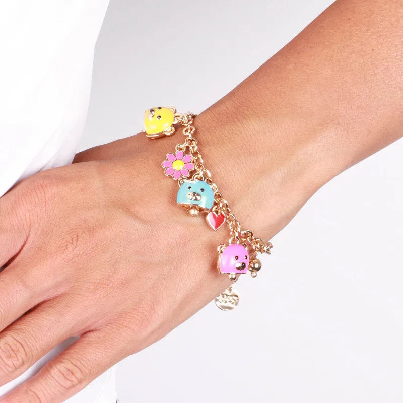 Bracciale in Metallo con orsetti colorati a forma di campanella - BYSIMON gioielli