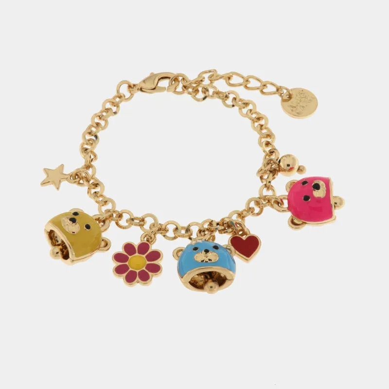 Bracciale in Metallo con orsetti colorati a forma di campanella - BYSIMON gioielli