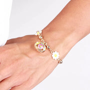 Bracciale in Metallo con borsetta impreziosita da fiori colorati