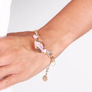 Bracciale in Metallo con borsa rosa Capri e cuori