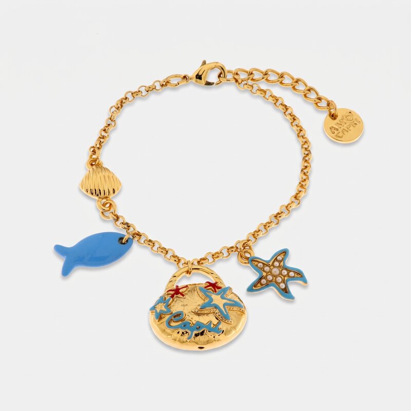 Bracciale in Metallo con borsetta impreziosita da simboli marini - BYSIMON gioielli