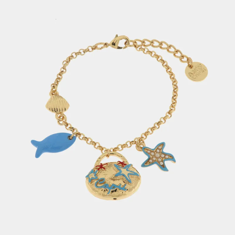 Bracciale in Metallo con borsetta impreziosita da simboli marini - BYSIMON gioielli