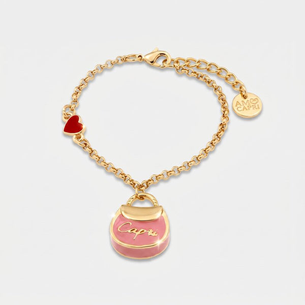 Bracciale in Metallo con borsa rosa Capri - BYSIMON gioielli