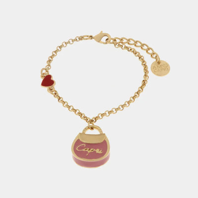 Metal bracelet with pink Capri bag
