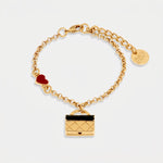 Bracciale in Metallo Placcato Oro con borsa nera - BYSIMON gioielli