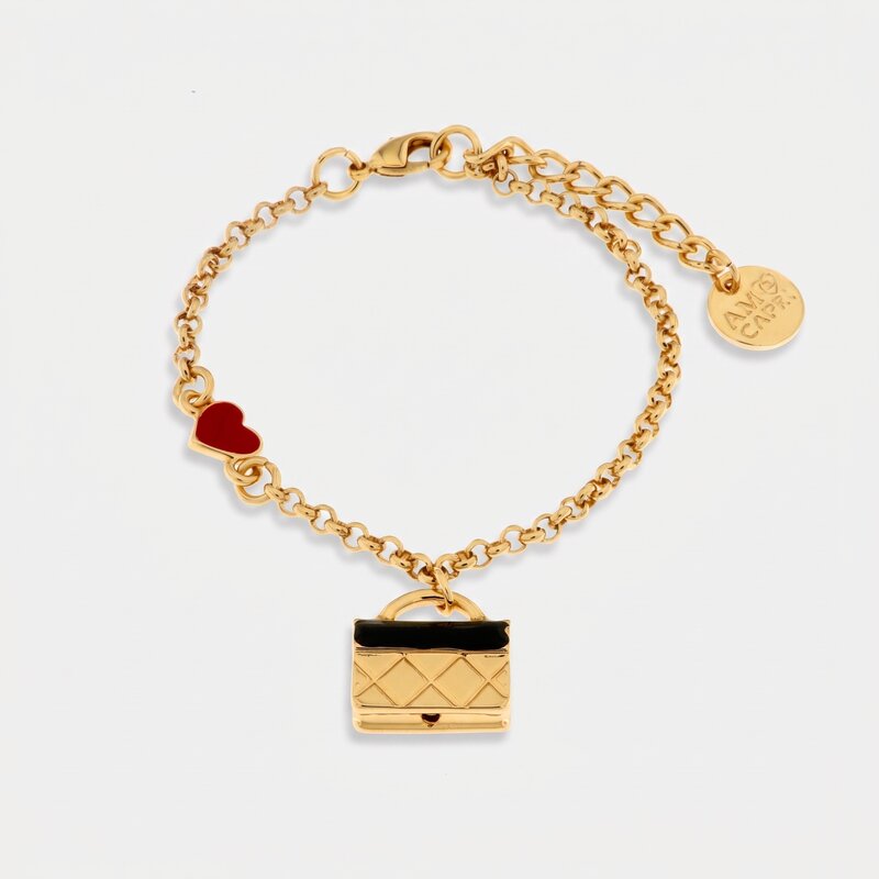 Bracciale in Metallo Placcato Oro con borsa nera - BYSIMON gioielli