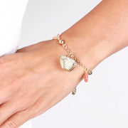 Bracciale in Metallo con borsa rosa e cuore rosso