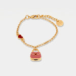 Bracciale in Metallo con borsa rosa e cuori - BYSIMON gioielli