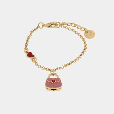 Bracciale in Metallo con borsa rosa e cuori - BYSIMON gioielli