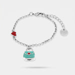 Bracciale in Metallo con borsa e cuori rossi - BYSIMON gioielli