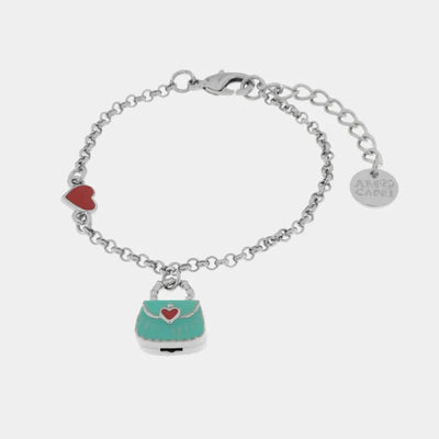 Bracciale in Metallo con borsa e cuori rossi - BYSIMON gioielli