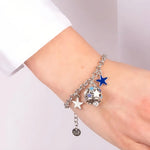 Bracciale in Metallo campanella con stelle blu e bianche
