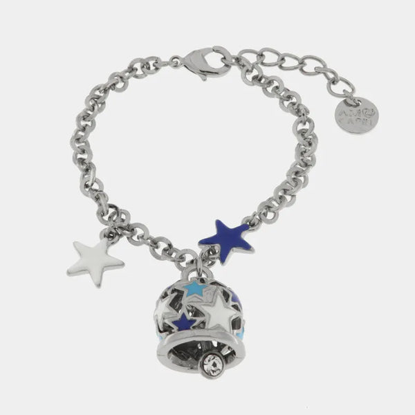 Bracciale in Metallo campanella con stelle blu e bianche