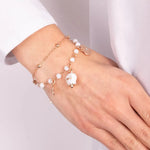 Bracciale in Metallo multifilo con pietre bianche e campanella Capri bianca