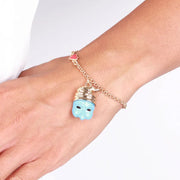 Bracciale in Metallo con maschera di pulcinella azzurra