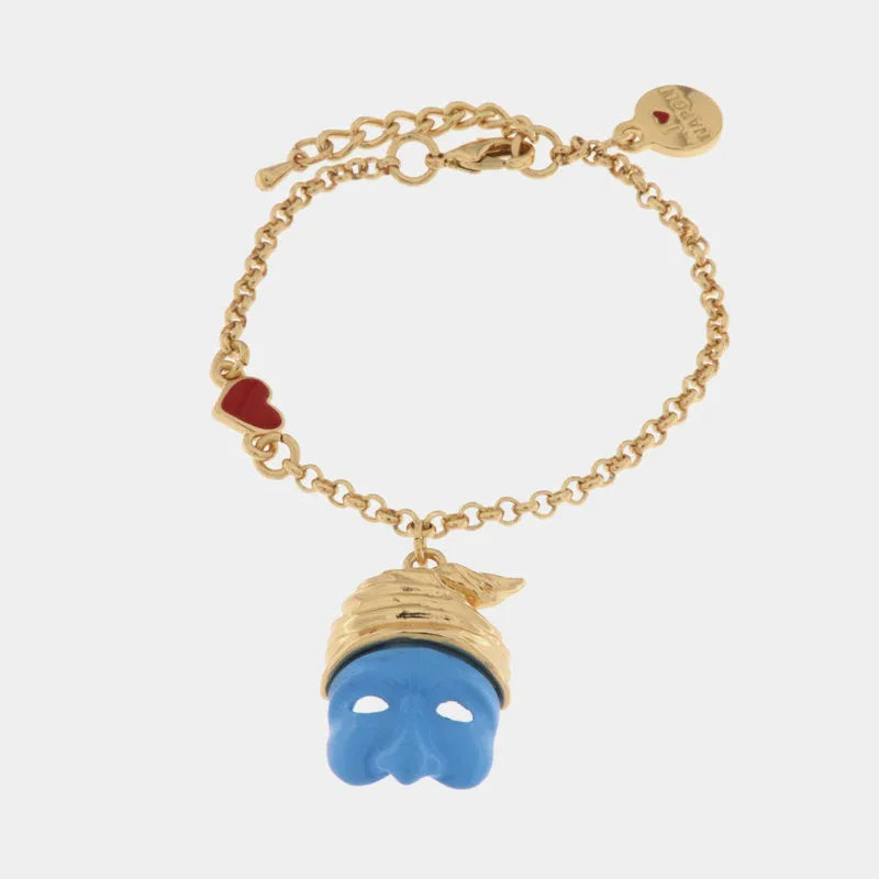 Bracciale in Metallo con maschera di pulcinella azzurra - BYSIMON gioielli