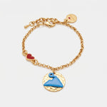 Bracciale in Metallo con medaglia e disegno Vesuvio azzurro - BYSIMON gioielli