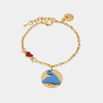 Bracciale in Metallo con medaglia e disegno Vesuvio azzurro - BYSIMON gioielli