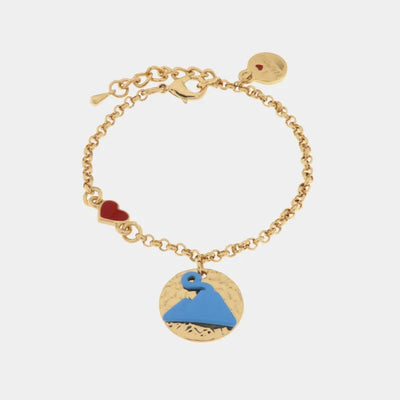 Bracciale in Metallo con medaglia e disegno Vesuvio azzurro - BYSIMON gioielli