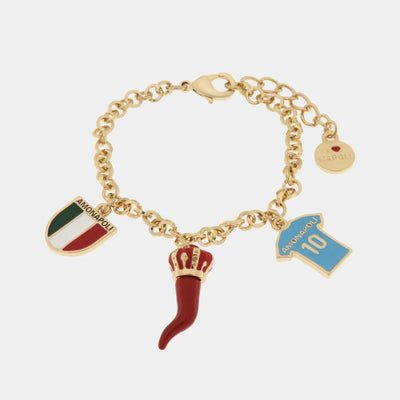 Bracciale in Metallo con maglia del napoli, cornetto e tricolore AMONAPOLI - gioiello BySimon