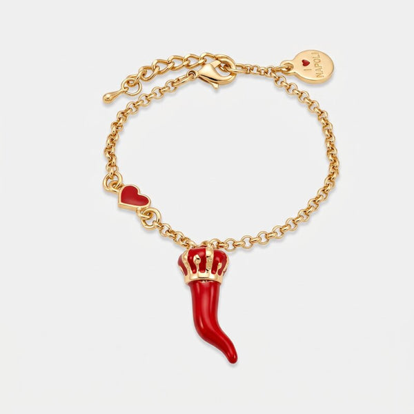 Bracciale in Metallo con cornetto rosso e corona - BYSIMON gioielli