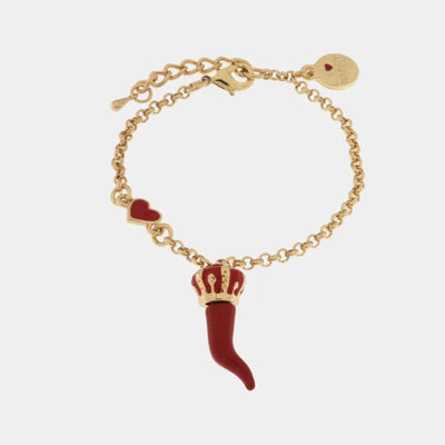 Bracciale con corno rosso portafortuna napoletano in metallo | corno napoletano portafortuna | BYSIMON